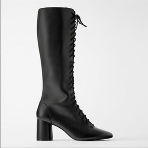ZARA Lace-Up Leather Boots